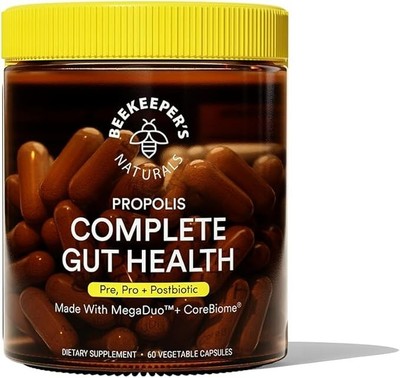 Beekeepers Naturals Complete Gut Health 60 Count Exp 9/2024 Pre Pro + Postbiotic