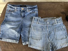 Celebrity Pink Jeans Shorts Girls Cutoff Cuffed Hem Striped Mid Rise Copper Key