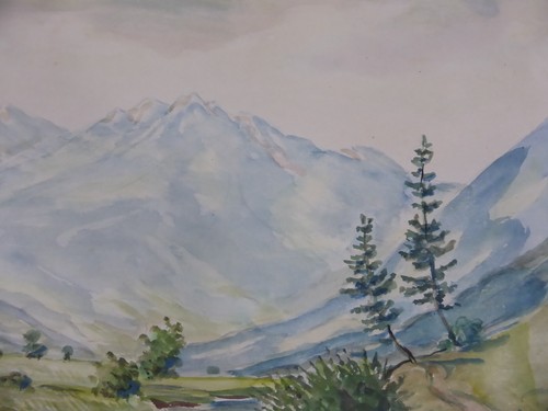 Clemens Spengler (1903-1969) Original Aquarell Alpenpanorama mit Fluss (15) - Picture 9 of 10