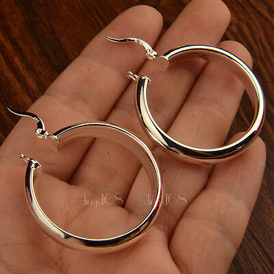 L-30 mm, W-30 mm 925 Sterling Silver Hoop Earrings L-30 mm, W-30 mm 925 Sterling Silver Hoop Earrings