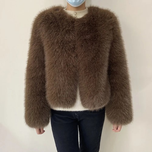 Street Fashion Luxury Faux Fur Coat Women Winter Fluffy Short Jacket - Picture 9 of 30