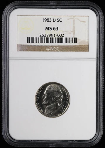 1983 D Jefferson Nickel 5C NGC MS 63 | UNC BU
