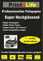 50 Blatt Fotopapier Print4Life Din A4 120 G GläNzend Glossy Weiß Tintendrucker