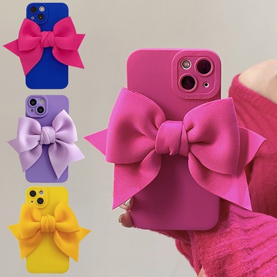3D Fabric Bow Phone Case For iPhone 16 15 14 13 12 11 Pro Max XS XR 7 8 Plus SE2