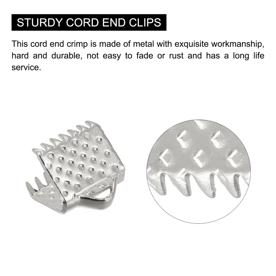 100 piezas extremos de abrazadera de prensado de cinta, 8/10/13/20/25 mm marcador broches plateados Foto 4 de 4