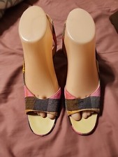 Vintage DeLiso Multicolored Slingback Pumps Heels Shoes Size 8M NWOB