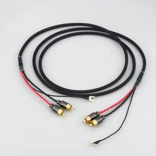 HiFi Turntable OCC Signal Interconnect RCA Cable Cord with Y Plug Ground Wire