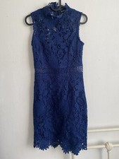Pretty Little Thing Ladies Navy Blue Lace Dress Size 6
