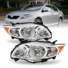 For 2009-2010 Toyota Corolla 4dr Chrome Headlights Amber Corner Leftright Pairs