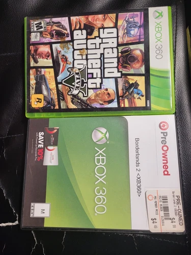 Grand Theft Auto V [WITH MANUAL/NO MAP] + BORDERLANDS 2 [ GAME ONLY ](Xbox 360)