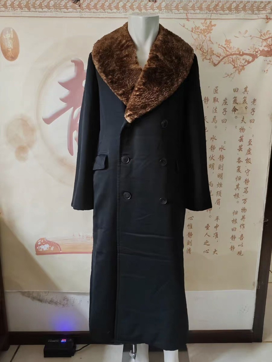 Antique Vintage 1910s 1920s 1930s Mens Fur Coat With 6-Button