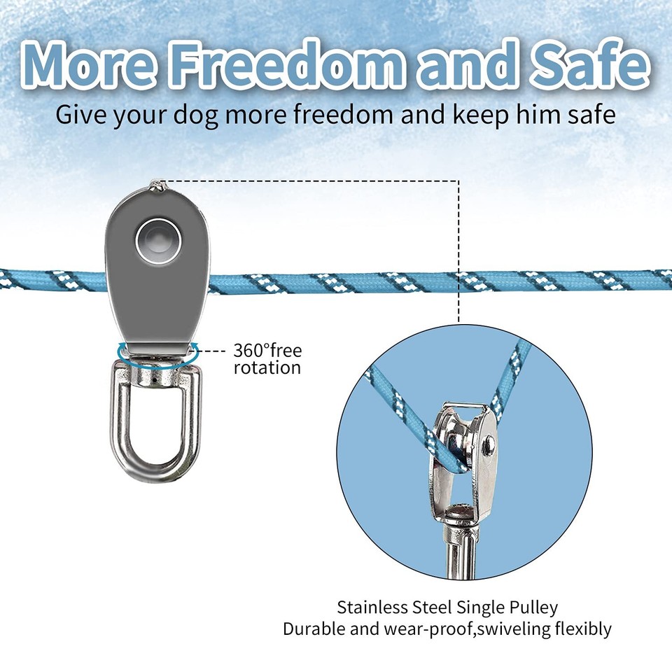 Dog Line Dog Run Tie Out Cable Dog Trolley System for Large Dogs Dog Chains eBay