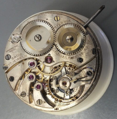 1900,s high grade  Logines caliber 18.79 ABC  pocket watch movements for parts - Afbeelding 1 van 4
