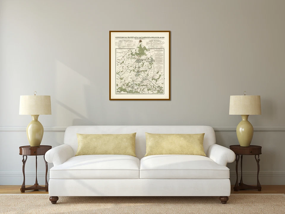 Battle of Waterloo Ligny Quatre Bras plan map Belgium campaign 1815 art print XL - Image 2 of 4
