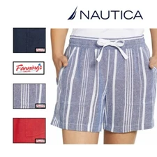 Nautica Ladies' Linen Blend Pull-On Short Side Slant Pockets 5" Inseam B34