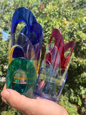 Set of 6 Guzzini Acrylic Cup Holders, Brand New, Beautiful Colors