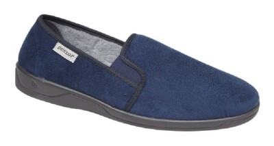 Herren Dunlop Jethro MS431 hochwertige Indoor Voll Hausschuhe Marineblau Wildlederimitat