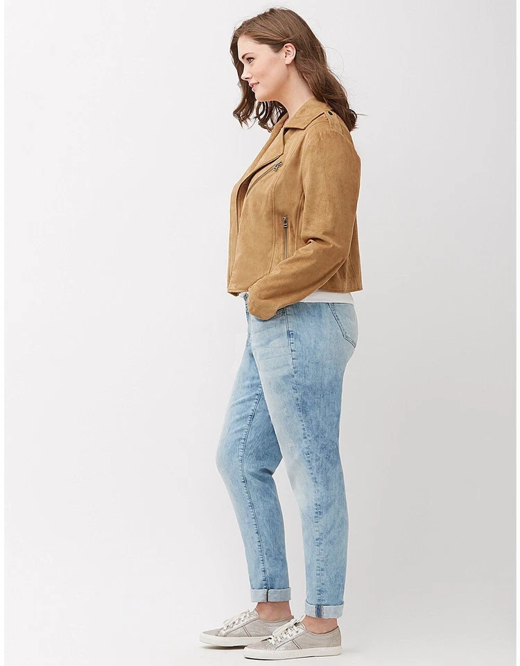 Chaqueta de Moto Lane Bryant Talla 26/28 Tucson Bronceada Imitación Vegana Elastizada Plus 3X Foto 2 de 4