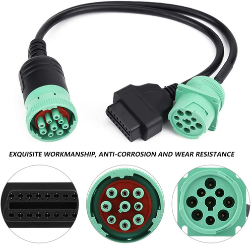 OBD2 Truck Cable OBDII 16Pin Female To 6pin J1708 9pin J1939 Splitter Y Diagnost - Foto 6
