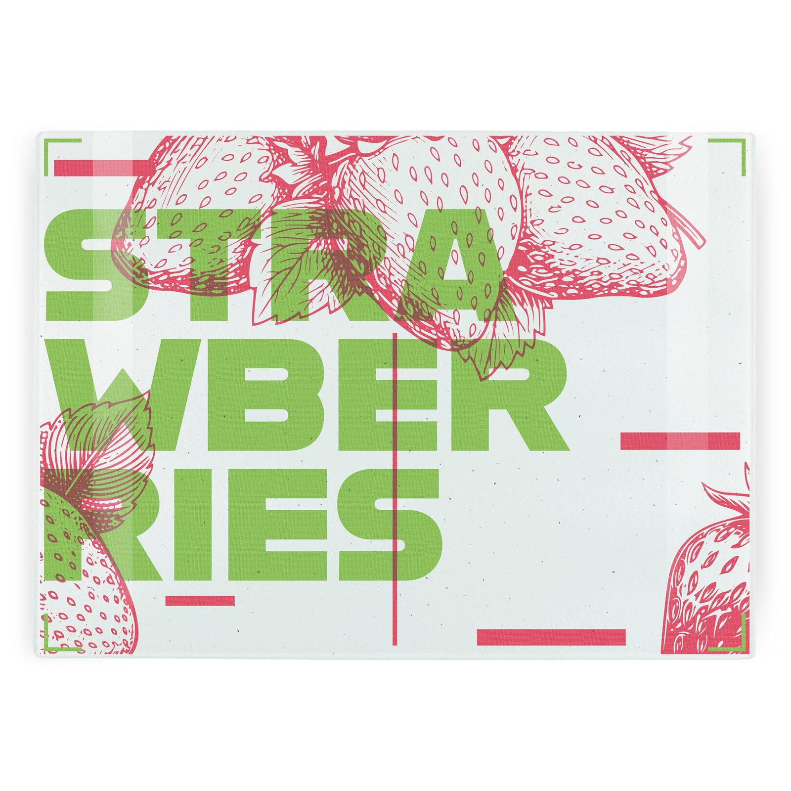 Strawberries Print Large Glass Worktop Protector - Food Themed Kitchen Gifts