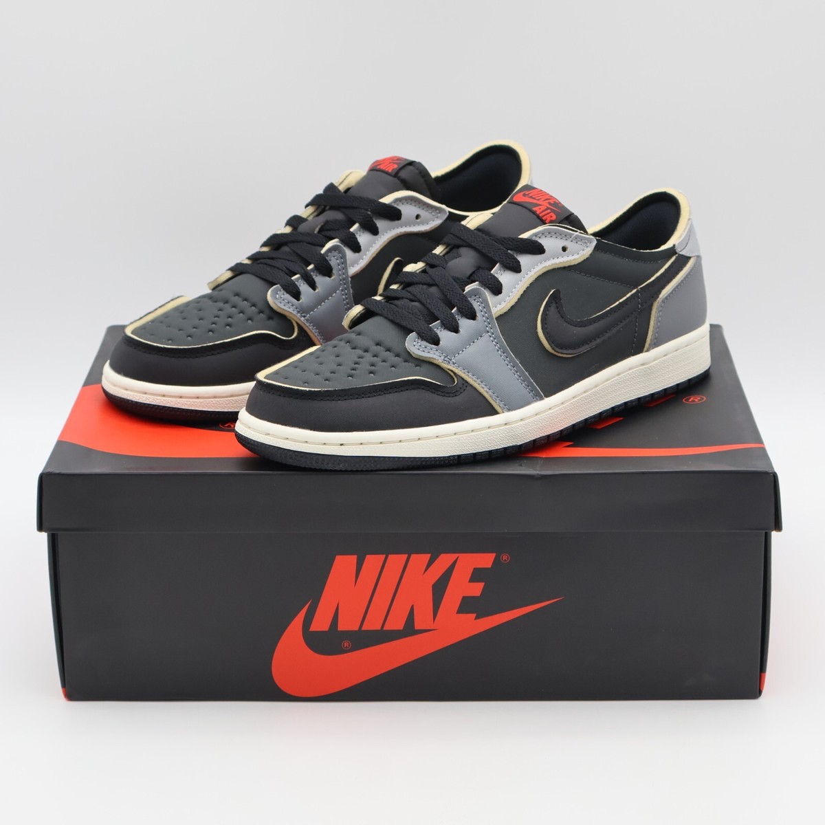 DV0982-006 Nike Air Jordan 1 Low OG EX Black Smoke Grey Sail