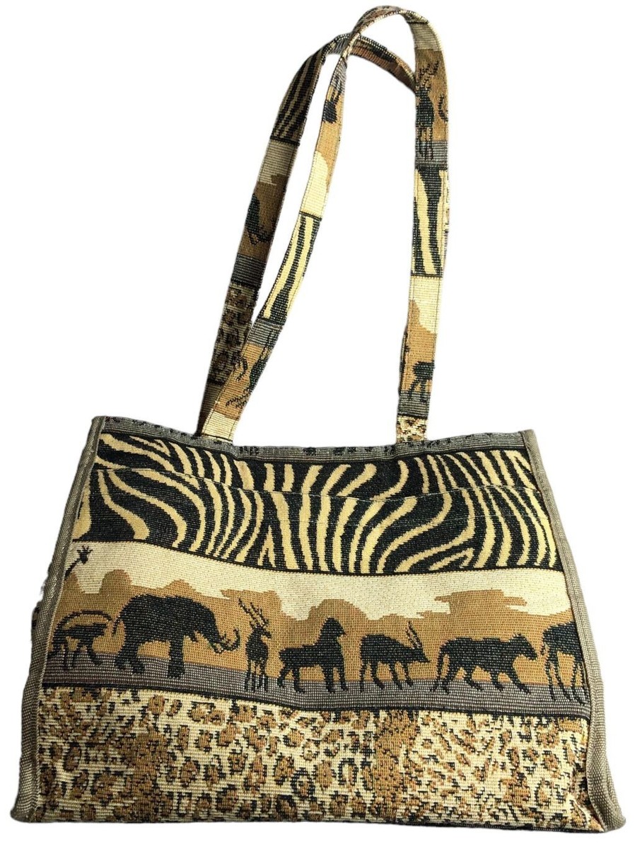 Jade Safari Tapestry Tote Shoulder Bag Travel Animal Print 11 1/2