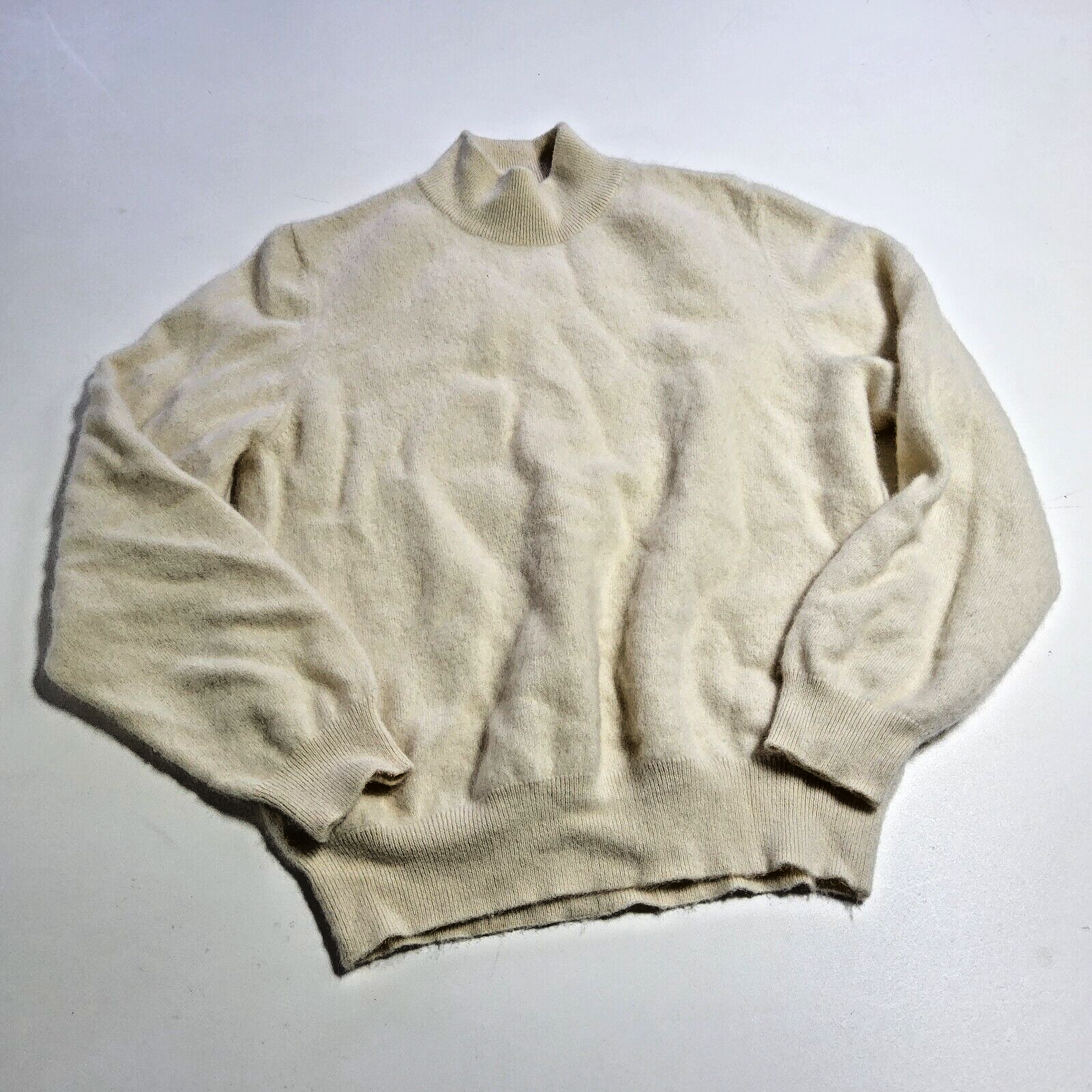 Charter club 2 ply cashmere sweater women's large stains slight wear ivory