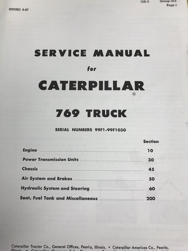 Manual de reparación de taller de camiones Cat Caterpillar 769 99F1-99F1030 - Imagen 3 de 5