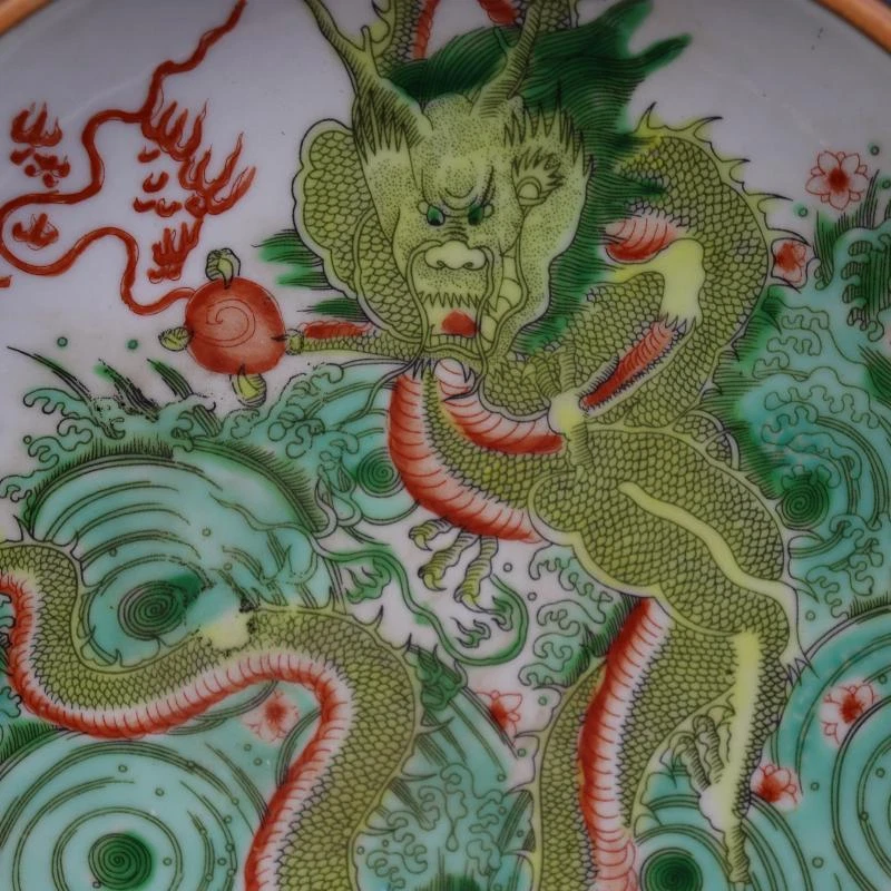 China Colores Antiguos Porcelana Espejo Negro Esmalte Animal Dragón Fregado de Agua Foto 3 de 4