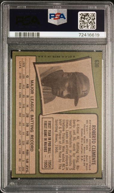 1971 Topps Roberto Clemente #630 PSA 5 EX Pittsburgh Pirates HOF  view 2