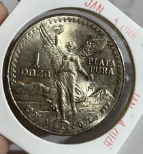 ⚡️⚡️1991 MEXICO LIBERTAD 1 ONZA, UNC⭐  ⭐SILVER COIN