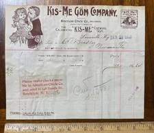 1900 graphic billhead Kis-Me Gum Boy Girl Kissing American Chicle Louisville KY