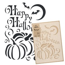 Reusable Plastic Stencil HAPPY HALLOWEEN // PUMPKIN
