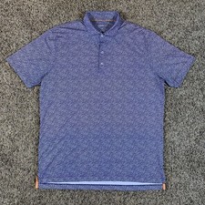 Johnnie-O Polo Shirt Mens L Purple Navy Floral Golf Performance Stretch UPF 50 