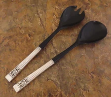 Oneida Coronation Salad Servers Fork Spoon Community Silverplate Flatware Lot K