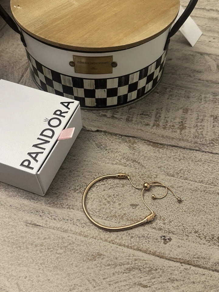 Pandora Moments Snake Chain Slider Bracelet ROSE GOLD NEW - Image 4 of 4