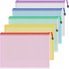 5PCS Mesh Zipper Pouch Bags, A4 Zipper File Bags for Organizing Storage, Wate...