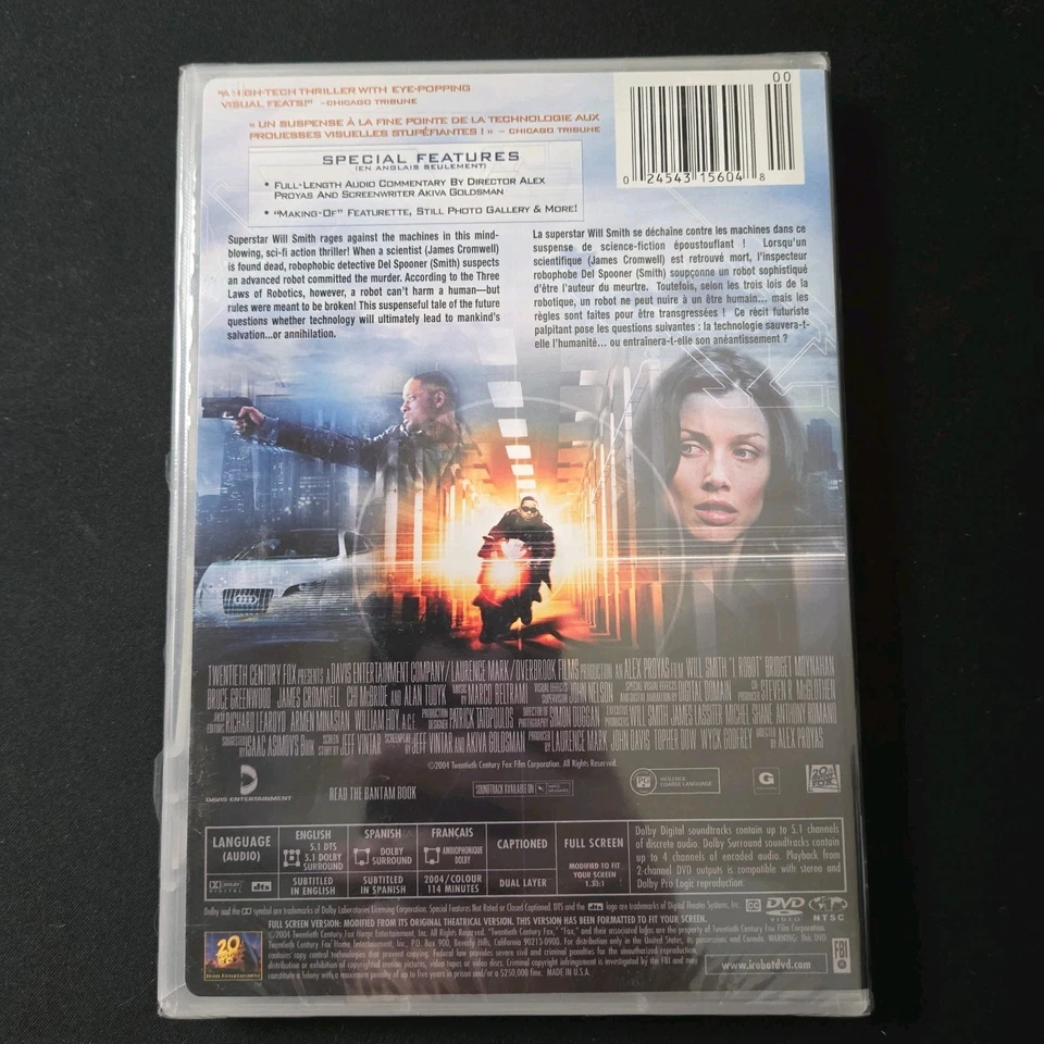 i,Robot DVD 2004 Will Smith Widescreen NEW Sealed - Image 2 of 2