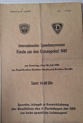 Speedway 12.7.1981 Stralsund Ostseepokal 