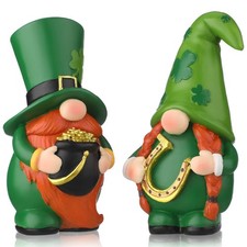 2 Pcs St Patrick's Day Gnomes Irish Kitchen Shamrock Resin Gnome Decor Swedish