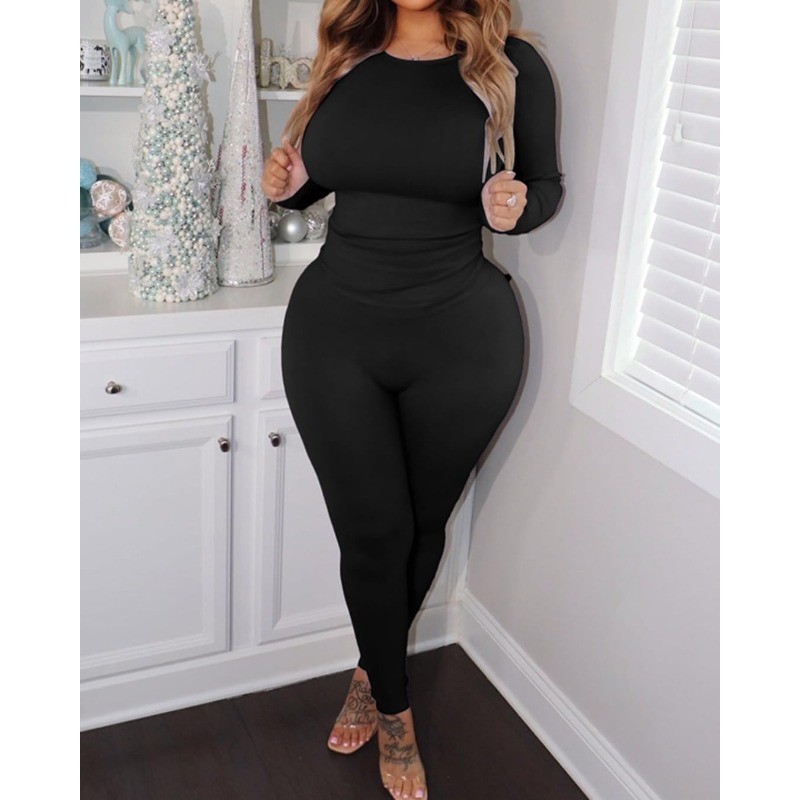 Womens 2Pcs Outfits Track Suits Long Sleeve Top Jogger Legging Pants Workout Set
