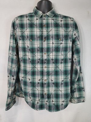 Aeropostale Button Up Shirt Men's Size Medium Green Plaid Flannel Arrow Design