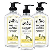J.R. Watkins Lemon Hand Soap Pack of 3 Nourishing Skin Cleaning Agent 11 Fl Oz