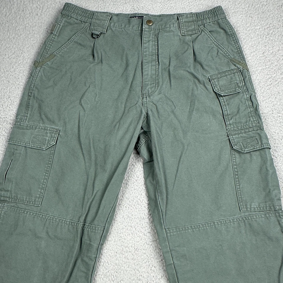 Calça tática masculina 5.11 34x36 verde carga caminhada ao ar livre roupa de trabalho ajuste regular - Imagem 2 de 4