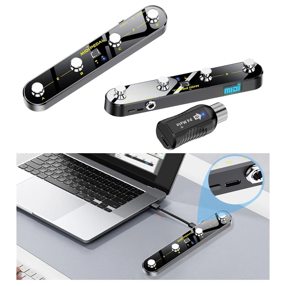 MIDI Foot Controller , Sturdy ,Trendy, Portable, Lightweight Non Slip 4 Button