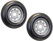 2-pack Radial Trailer Tire Rim St18580r13 13 Inch Lrc 5 Lug Silver Spoke Wheel