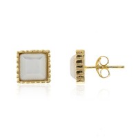 Cavill Perlmutt Ohrringe 8Mm Quadratisch 925 Sterlingsilber Goldplattiert Damen