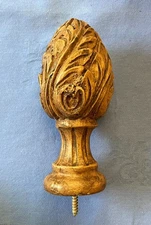 Vintage or Antique Figural Wood Finial 6 Variations Scroll Pineapple With Screws