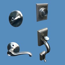 Schlage Addison Satin Nickel Single Cylinder Door Handle Set W/Accent Lever