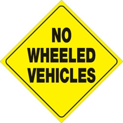 Voss 486 NWV YR 12x12in. Trail Sign - No Wheeled Vehicles (Yellow/Black)